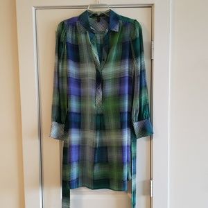 Bcbg Max Azria plaid belted chiffon dress